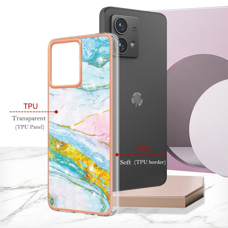 For Motorola Moto G84 Electroplating Marble Dual-side IMD Phone Case(Green 004) by buy2fix