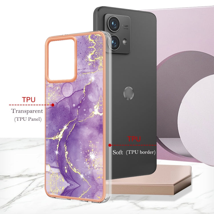 For Motorola Moto G84 Electroplating Marble Dual-side IMD Phone Case(Purple 002) by buy2fix