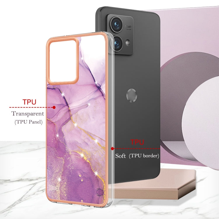 For Motorola Moto G84 Electroplating Marble Dual-side IMD Phone Case(Purple 001) by buy2fix