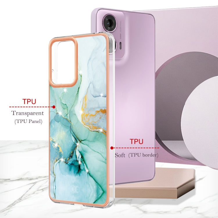 For Motorola Moto G24 4G / G04 4G Electroplating Marble Dual-side IMD Phone Case(Green 003) by buy2fix