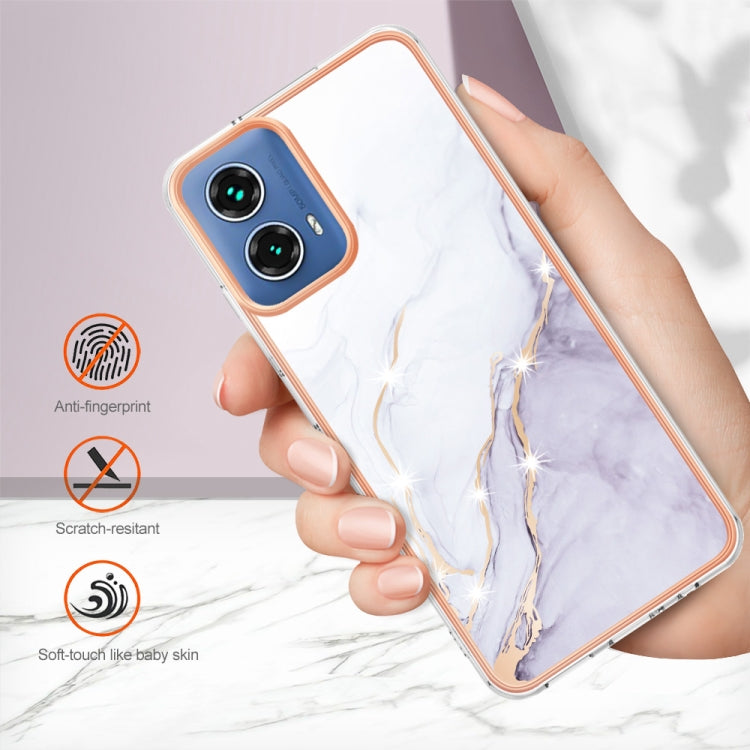 For Motorola Moto G34 Electroplating Marble Dual-side IMD Phone Case(White 006) by buy2fix