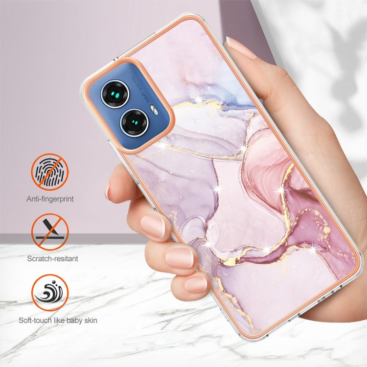 For Motorola Moto G34 Electroplating Marble Dual-side IMD Phone Case(Rose Gold 005) by buy2fix