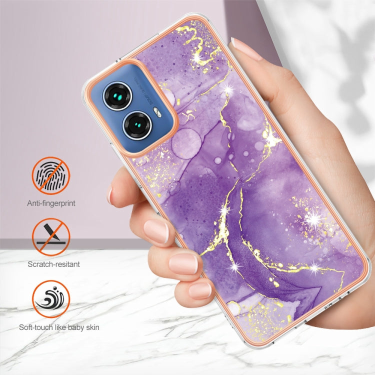 For Motorola Moto G34 Electroplating Marble Dual-side IMD Phone Case(Purple 002) by buy2fix