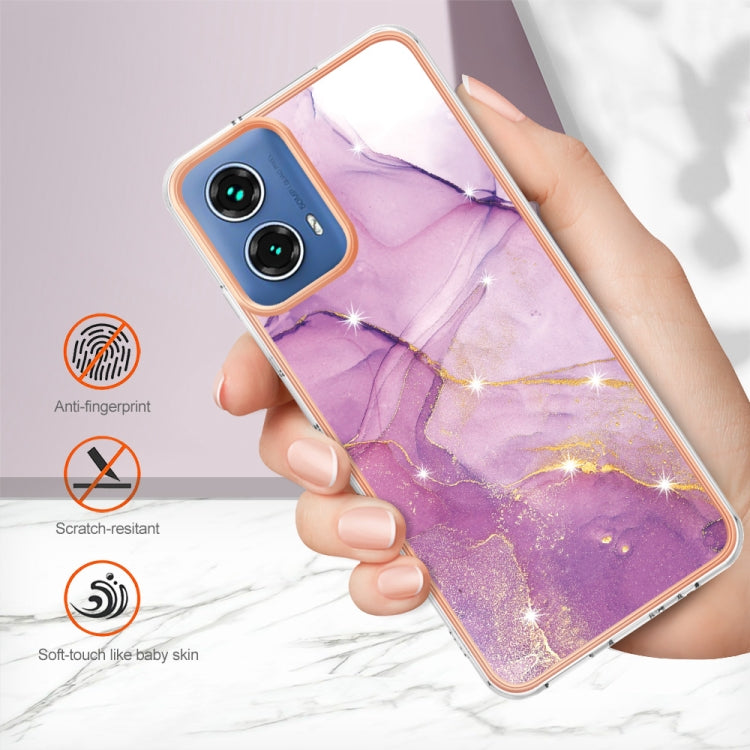 For Motorola Moto G34 Electroplating Marble Dual-side IMD Phone Case(Purple 001) by buy2fix