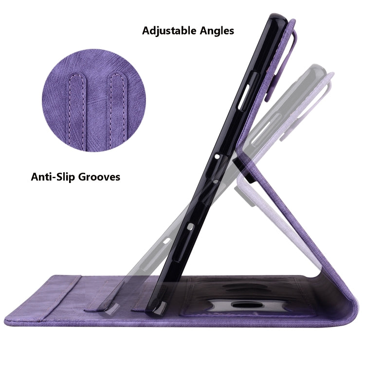 For iPad Pro 12.9 2022 / 2021 Cartoon Sakura Cat Embossed Smart Leather Tablet Case(Purple) - iPad Pro 12.9 (2022/2021) Cases by buy2fix | Online Shopping UK | buy2fix