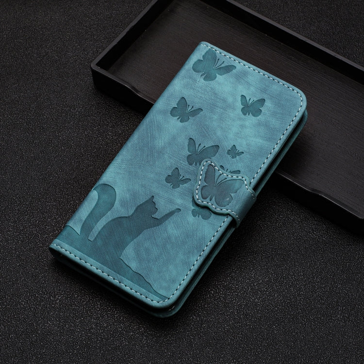 For Xiaomi Redmi Note 13 4G Butterfly Cat Embossing Flip Leather Phone Case(Wathet) - Xiaomi Cases by buy2fix | Online Shopping UK | buy2fix