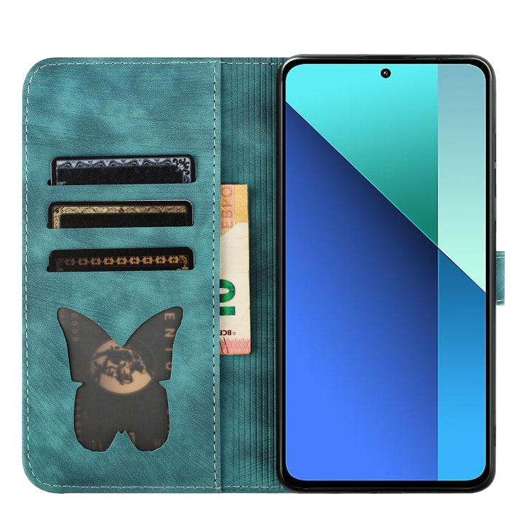 For Xiaomi Redmi Note 13 4G Butterfly Cat Embossing Flip Leather Phone Case(Wathet) - Xiaomi Cases by buy2fix | Online Shopping UK | buy2fix