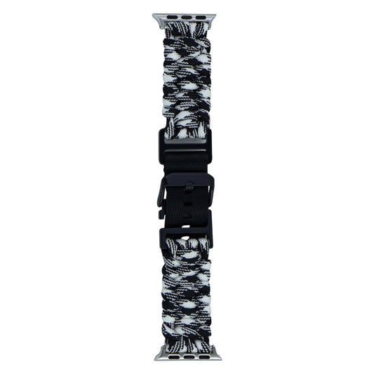 For Apple Watch Ultra 2 49mm Paracord Plain Braided Webbing Buckle Watch Band(Black White) by buy2fix