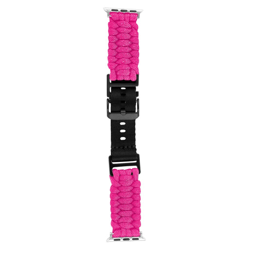 For Apple Watch Ultra 49mm Paracord Plain Braided Webbing Buckle Watch Band(Rose Red) by buy2fix