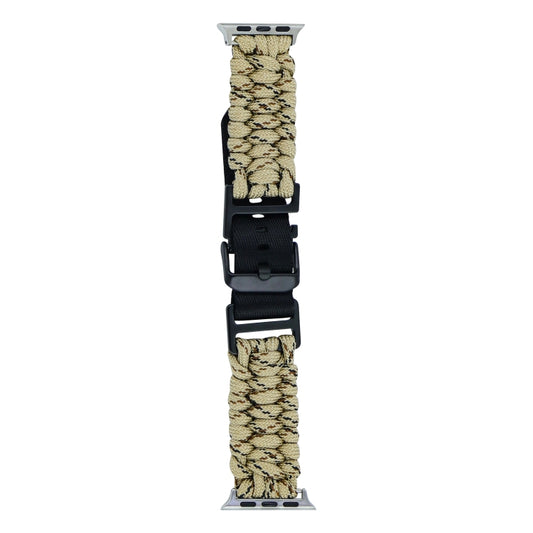 For Apple Watch Ultra 49mm Paracord Plain Braided Webbing Buckle Watch Band(Khaki Camouflage) by buy2fix