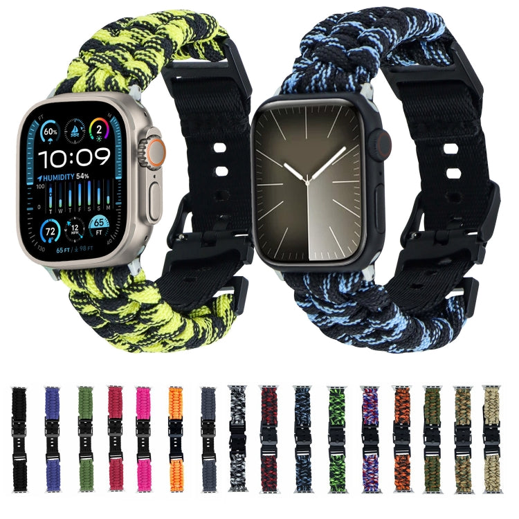 For Apple Watch Ultra 2 49mm Paracord Plain Braided Webbing Buckle Watch Band(Black Blue) by buy2fix