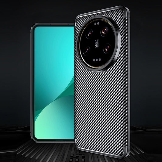 For Xiaomi 14 Ultra Carbon Fiber Texture Shockproof TPU Phone Case(Black) by buy2fix