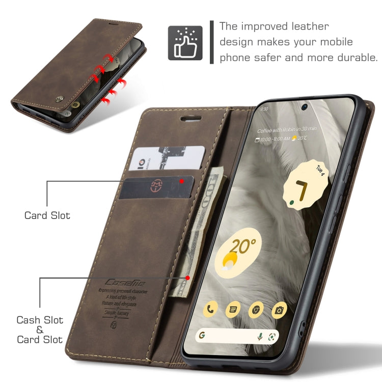 For Google Pixel 8 CaseMe 013 Multifunctional Horizontal Flip Leather Phone Case(Coffee) - Google Cases by CaseMe | Online Shopping UK | buy2fix