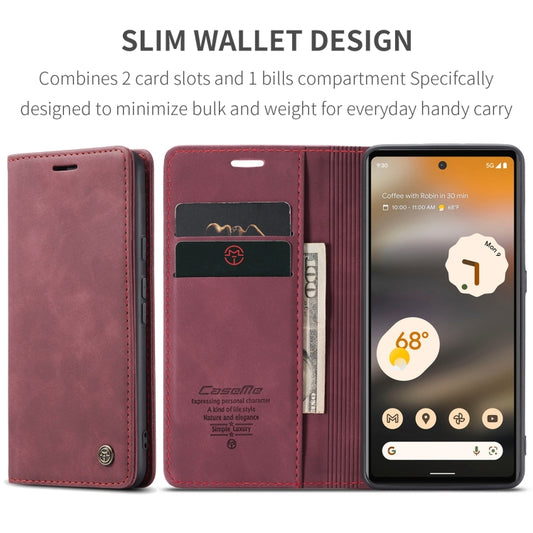For Google Pixel 6A CaseMe 013 Multifunctional Horizontal Flip Leather Phone Case(Wine Red) by CaseMe