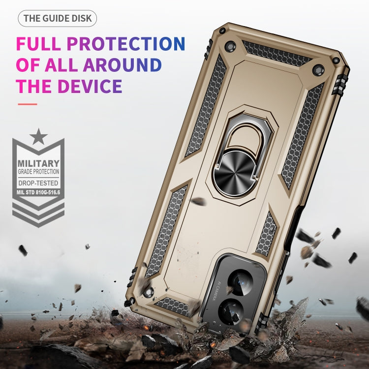 For Motorola Moto G Power 5G 2024 Shockproof TPU + PC Phone Case with Holder(Gold) by buy2fix