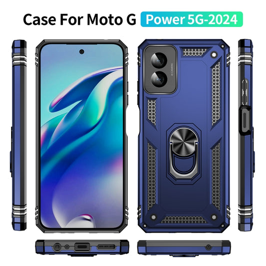 For Motorola Moto G Power 5G 2024 Shockproof TPU + PC Phone Case with Holder(Blue) by buy2fix