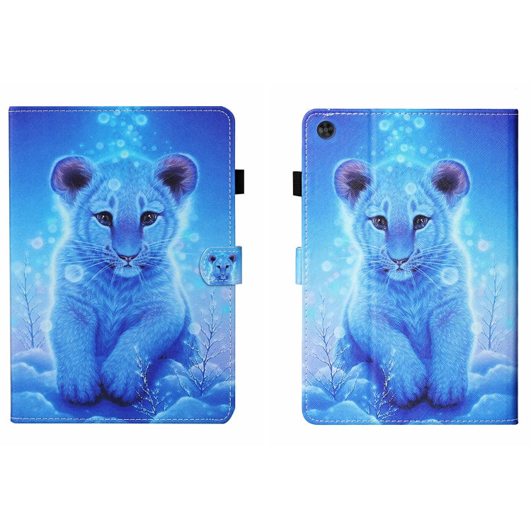 For Samsung Galaxy Tab A9 Coloured Drawing Stitching Smart Leather Tablet Case with Sleep / Wake-up Function(Little Tiger) - Galaxy Tab A9 by buy2fix | Online Shopping UK | buy2fix