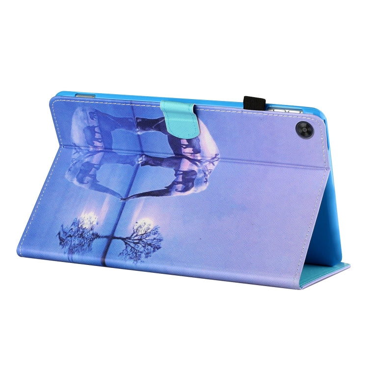 For Samsung Galaxy Tab A9+ Coloured Drawing Stitching Flip PU Tablet Case with Sleep / Wake-up Function(Tree and Elephant) - Galaxy Tab A9+ by buy2fix | Online Shopping UK | buy2fix