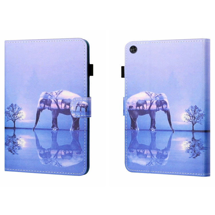 For Samsung Galaxy Tab A9 Coloured Drawing Stitching Flip PU Tablet Case with Sleep / Wake-up Function(Tree and Elephant) - Galaxy Tab A9 by buy2fix | Online Shopping UK | buy2fix