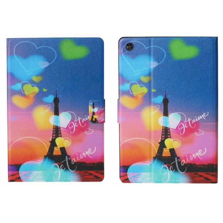For Samsung Galaxy Tab A9 Voltage Coloured Drawing Smart PU Tablet Case with Sleep / Wake-up Function(Romantic Tower) - Galaxy Tab A9 by buy2fix | Online Shopping UK | buy2fix