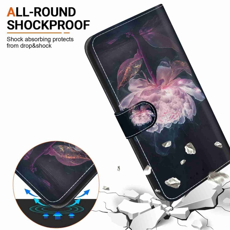 For Tecno Spark 30C Crystal Texture Colored Drawing Leather Phone Case(Purple Peony) by buy2fix