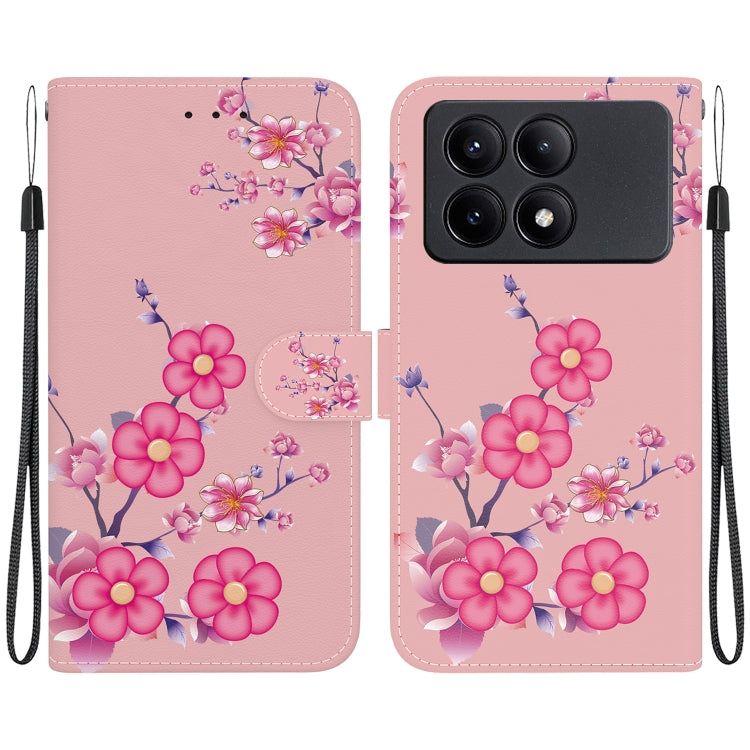 For Xiaomi Redmi K70E / Poco X6 Pro Crystal Texture Colored Drawing Leather Phone Case(Cherry Blossoms) - Xiaomi Cases by buy2fix | Online Shopping UK | buy2fix