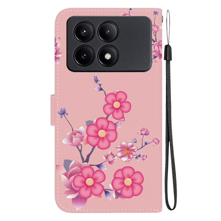 For Xiaomi Redmi K70E / Poco X6 Pro Crystal Texture Colored Drawing Leather Phone Case(Cherry Blossoms) - Xiaomi Cases by buy2fix | Online Shopping UK | buy2fix