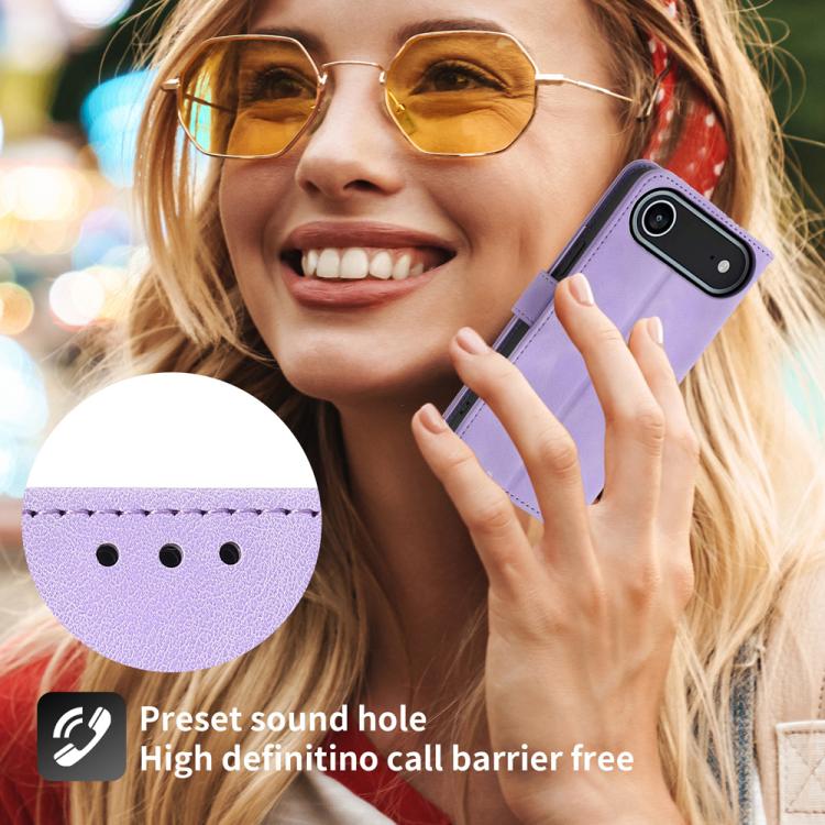 For iPhone Air Skin-feel Flowers Embossed Wallet Leather Phone Case(Purple) - iPhone Air Cases by buy2fix | Online Shopping UK | buy2fix