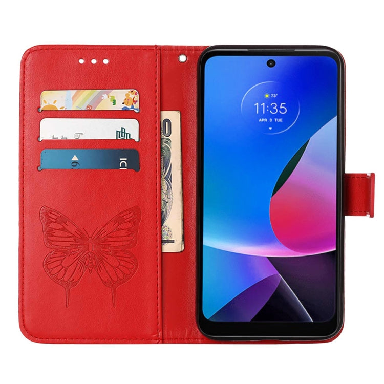 For Motorola Moto G Play 4G 2024 Embossed Butterfly Leather Phone Case(Red) by buy2fix