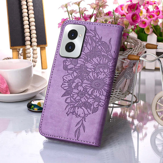 For Motorola Moto G Power 5G 2024 Embossed Butterfly Leather Phone Case(Purple) by buy2fix