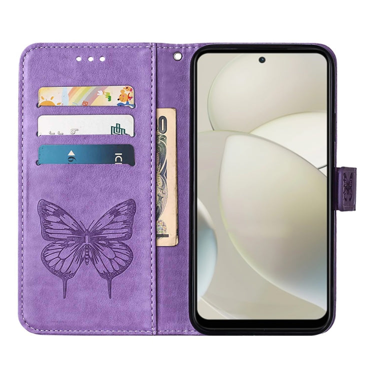 For Motorola Moto G Power 5G 2024 Embossed Butterfly Leather Phone Case(Purple) by buy2fix