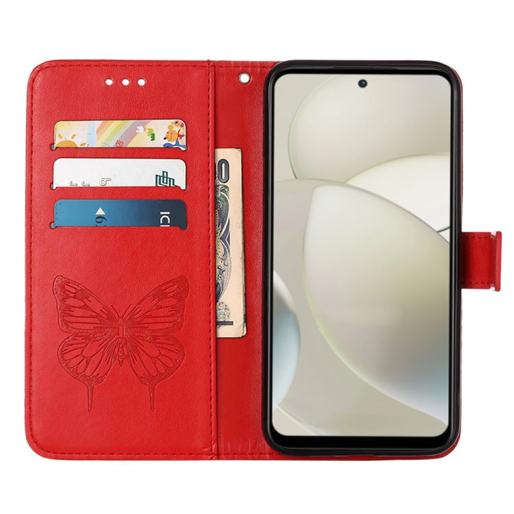 For Motorola Moto G Power 5G 2024 Embossed Butterfly Leather Phone Case(Red) by buy2fix