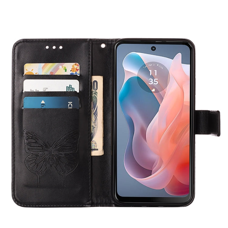 For Motorola Moto G Play 5G 2024 Embossed Butterfly Leather Phone Case(Black) by buy2fix