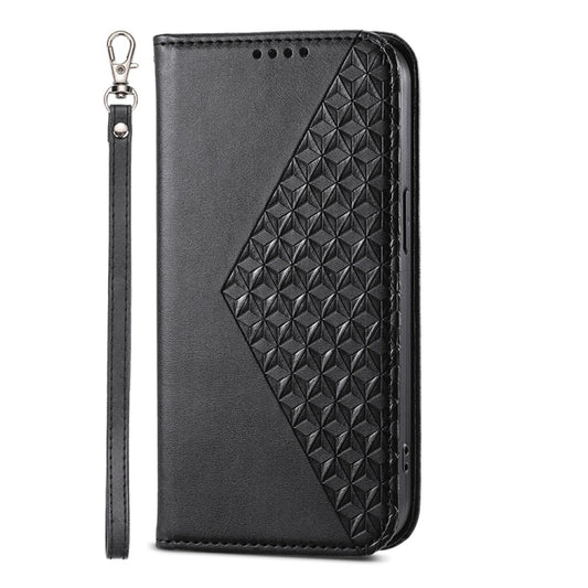 For iPhone 16e Cubic Grid Calf Texture Magnetic Leather Phone Case(Black) by buy2fix