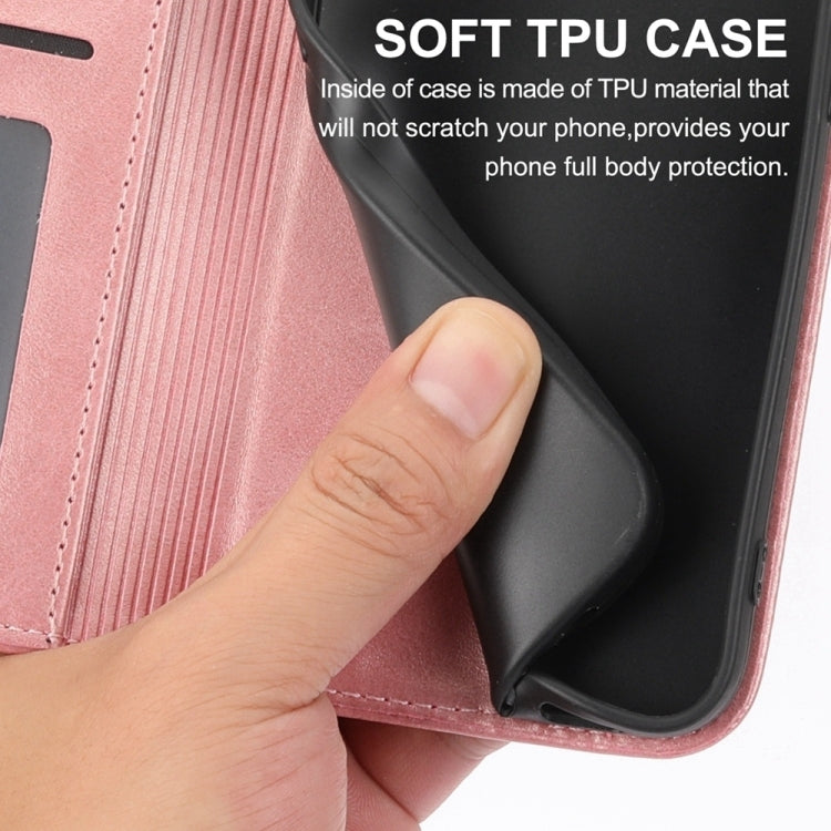 For iPhone 16e Cubic Grid Calf Texture Magnetic Leather Phone Case(Rose Gold) by buy2fix