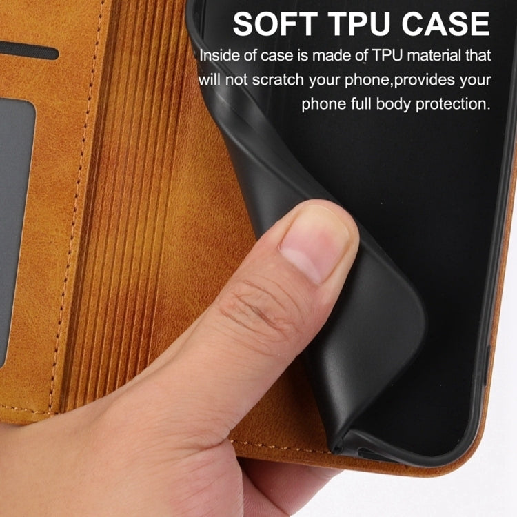 For iPhone 16e Cubic Grid Calf Texture Magnetic Leather Phone Case(Yellow) by buy2fix