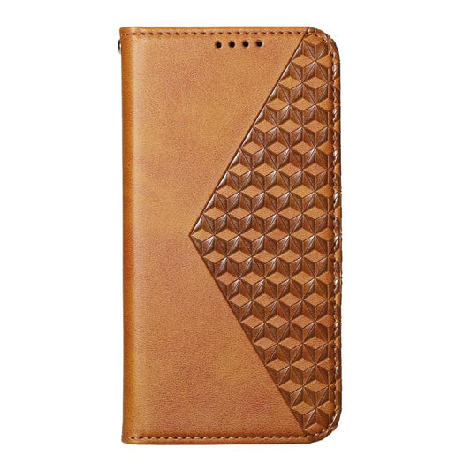 For iPhone Air Cubic Grid Calf Texture Magnetic Leather Phone Case(Brown) - iPhone Air Cases by buy2fix | Online Shopping UK | buy2fix