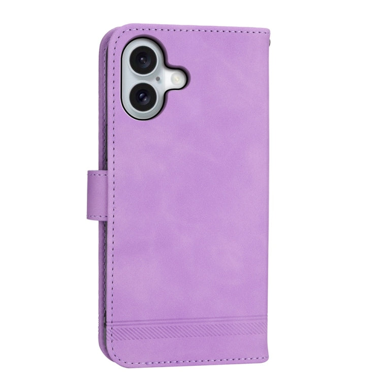 For iPhone 16 Dierfeng Dream Line TPU Hybrid PU Leather Phone Case(Purple) - iPhone 16 Cases by buy2fix | Online Shopping UK | buy2fix