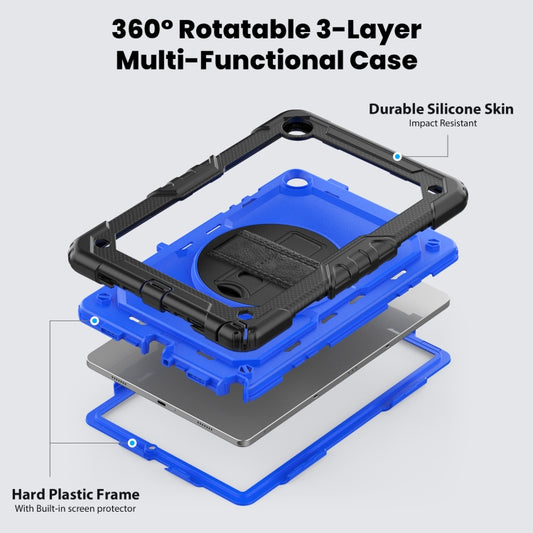 For Samsung Galaxy Tab A9+ Silicone + PC Tablet Case with Shoulder Strap(Black+Dark Blue) - Galaxy Tab A9+ by buy2fix | Online Shopping UK | buy2fix