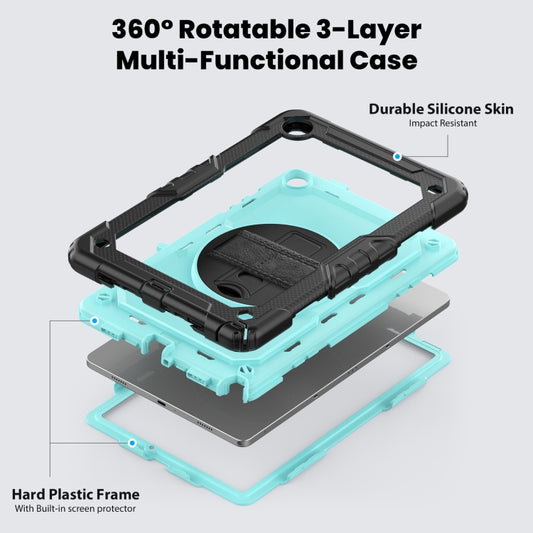 For Samsung Galaxy Tab A9+ Silicone + PC Tablet Case with Shoulder Strap(Black+Light Blue) - Galaxy Tab A9+ by buy2fix | Online Shopping UK | buy2fix