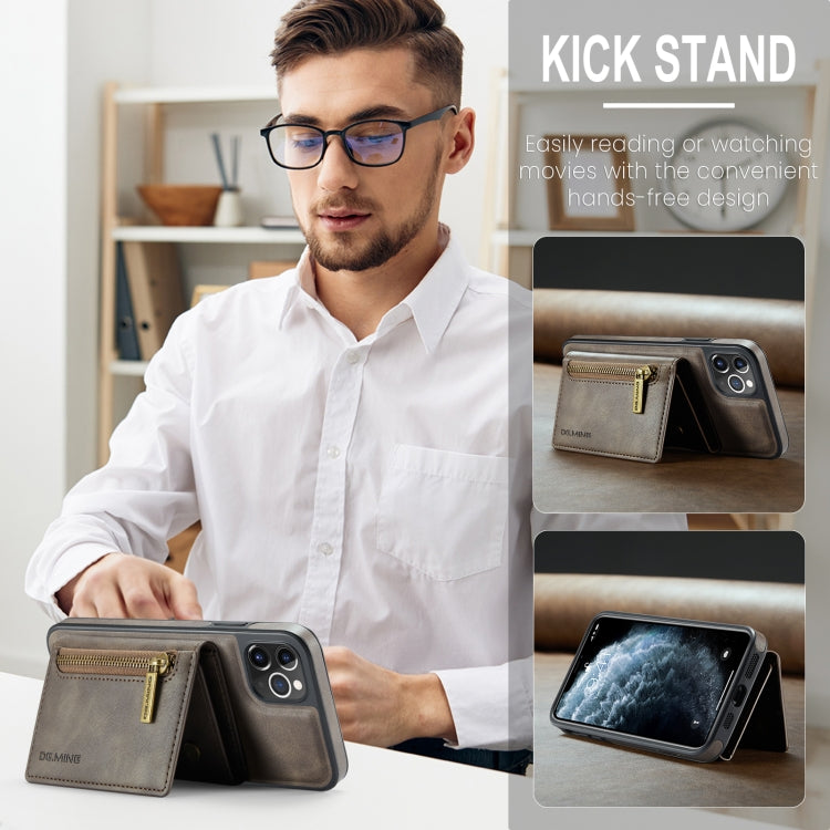 For iPhone 11 Pro Max DG.MING M5 Series Zip RFID Multi Card Detachable Leather Phone Case(Coffee) - iPhone 11 Pro Max Cases by DG.MING | Online Shopping UK | buy2fix