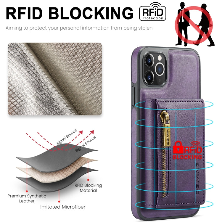 For iPhone 11 Pro Max DG.MING M5 Series Zip RFID Multi Card Detachable Leather Phone Case(Purple) - iPhone 11 Pro Max Cases by DG.MING | Online Shopping UK | buy2fix
