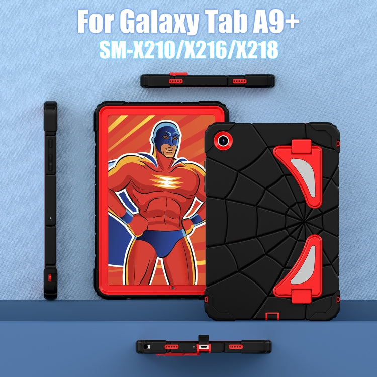 For Samsung Galaxy Tab A9+ Spider Silicone Hybrid PC Shockproof Tablet Case(Black Red) - Galaxy Tab A9+ by buy2fix | Online Shopping UK | buy2fix