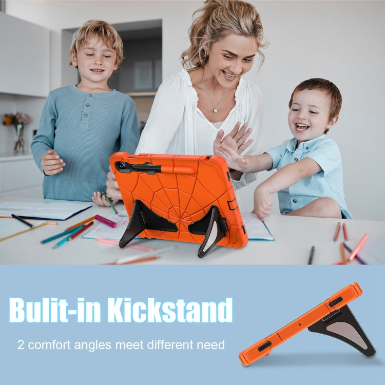 For Samsung Galaxy S9 FE / S8 / S7 Spider Silicone Hybrid PC Shockproof Tablet Case(Orange Black) - Galaxy Tab S9 FE by buy2fix | Online Shopping UK | buy2fix