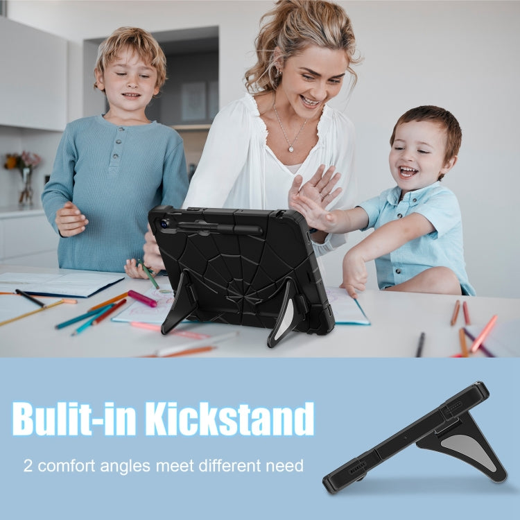 For Samsung Galaxy S9 FE / S8 / S7 Spider Silicone Hybrid PC Shockproof Tablet Case(Black) - Galaxy Tab S9 FE by buy2fix | Online Shopping UK | buy2fix