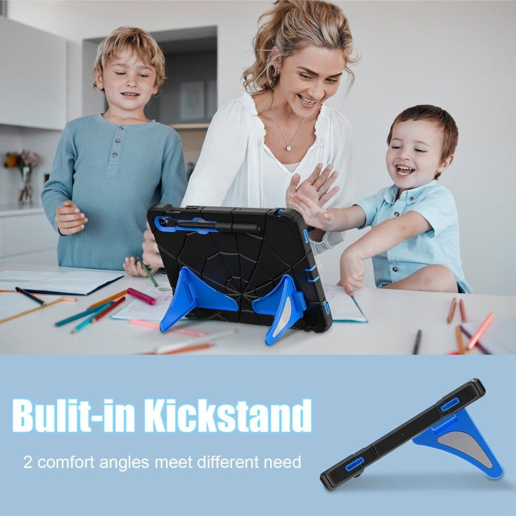 For Samsung Galaxy S9 FE / S8 / S7 Spider Silicone Hybrid PC Shockproof Tablet Case(Black Blue) - Galaxy Tab S9 FE by buy2fix | Online Shopping UK | buy2fix