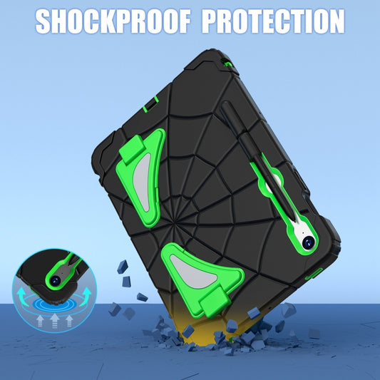 For Samsung Galaxy S9 FE / S8 / S7 Spider Silicone Hybrid PC Shockproof Tablet Case(Black Green) - Galaxy Tab S9 FE by buy2fix | Online Shopping UK | buy2fix