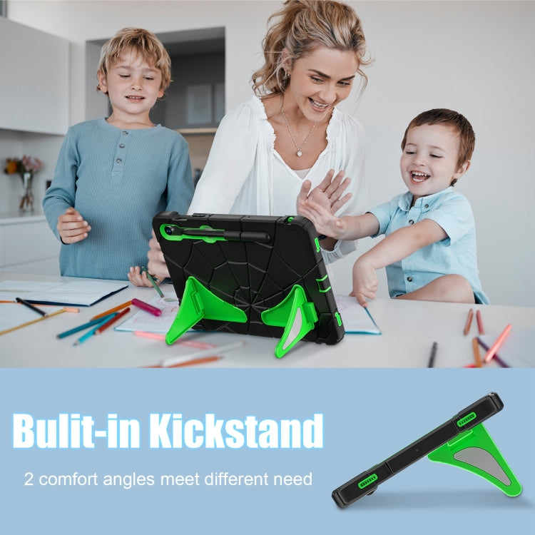 For Samsung Galaxy S9 FE / S8 / S7 Spider Silicone Hybrid PC Shockproof Tablet Case(Black Green) - Galaxy Tab S9 FE by buy2fix | Online Shopping UK | buy2fix