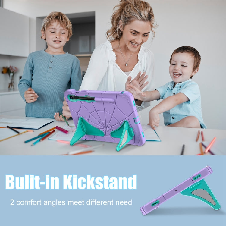 For Samsung Galaxy S9 FE / S8 / S7 Spider Silicone Hybrid PC Shockproof Tablet Case(Purple Green) - Galaxy Tab S9 FE by buy2fix | Online Shopping UK | buy2fix