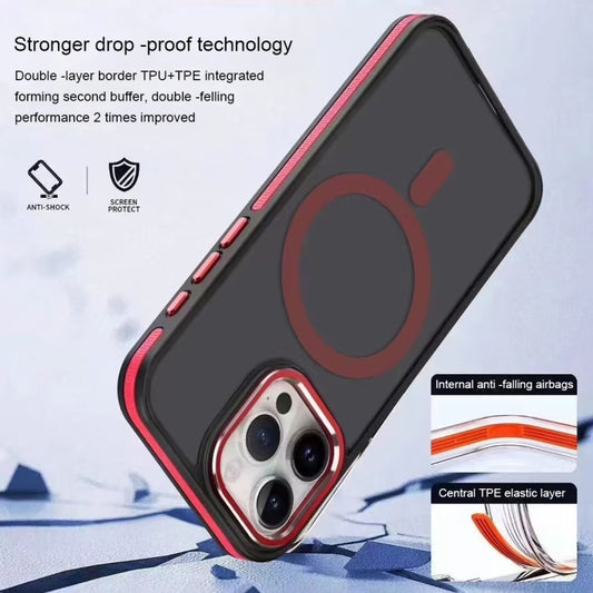 For iPhone 14 Pro Two-color Frosted MagSafe Magnetic Phone Case(Red) by buy2fix